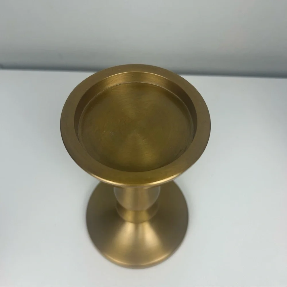 Ikea set of two gold pillar candle holders 8.5 inches